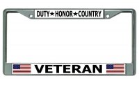 Military Veteran Chrome License Plate Frame