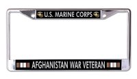 U.S. Marine Corps Afghanistan War Veteran Chrome License Frame