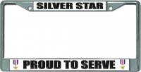 Proud To Serve Silver Star Chrome License Plate Frame