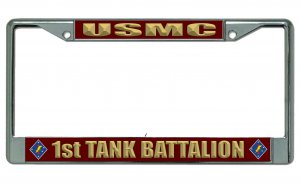USMC 1st Tank Battalion Chrome License Plate Frame