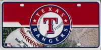 Texas Rangers Metal License Plate