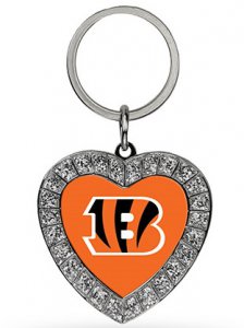 Cincinnati Bengals Bling Rhinestone Heart Keychain