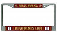 U.S.M.C. Afghanistan Chrome License Plate Frame