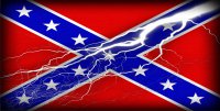 Confederate Rebel Flag Lightning Photo License Plate