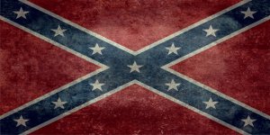 Confederate Rebel Flag Worn Photo License Plate
