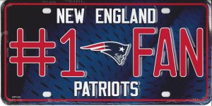 New England Patriots #1 Fan Metal License Plate