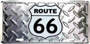 Route 66 Diamond Plate Metal License Plate