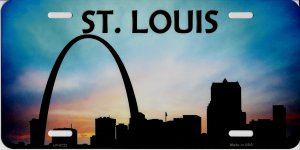 St. Louis Skyline Silhouette Metal License Plate