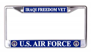 U.S. Air Force Iraqi Freedom Vet Chrome License Plate Frame