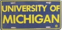 University of Michigan Blue License Plate
