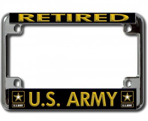 U.S. Army Retired Chrome Motorcycle License Plate Frame