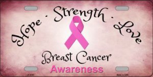 Breast Cancer Ribbon Metal License Plate