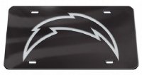 Los Angeles Chargers Black Crystal Mirror Laser License Plate