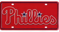 Philadelphia Phillies Red Metal License Plate