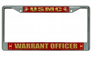 USMC Warrant Officer Chrome Photo License Plate Frame