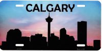 Calgary Skyline Silhouette Metal License Plate