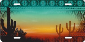 Sunset Cactus Design License Plate