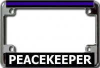 Peacekeeper Thin Blue Line Chrome Motorcycle License Plate Frame