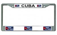 Cuba Flag Chrome License Plate Frame