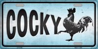 Cocky Chicken Metal License Plate