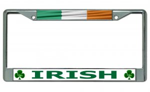 Irish Flag Chrome License Plate Frame