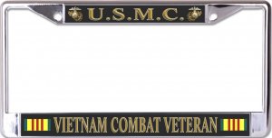 U.S.M.C. Vietnam Combat Veteran Chrome License Plate Frame