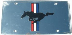 Mustang Silver Laser License Plate
