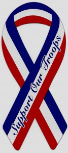 Support Our Troops Red White And Blue Ribbon Auto Magnet