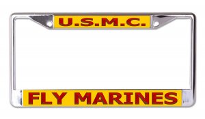 U.S.M.C. Fly Marines #2 Chrome License Plate Frame