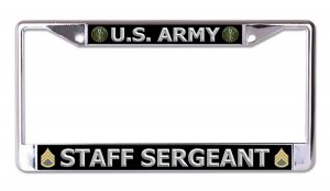 U.S. Army Staff Sergeant Silver Letters Chrome Frame