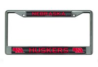 Nebraska Huskers Glitter Chrome License Plate Frame