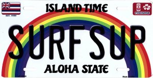 Surfsup Hawaii Metal License Plate