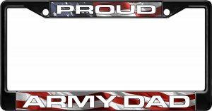 Proud Army Dad Black License Plate Frame