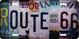 Route 66 Strip Metal License Plate