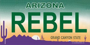 Arizona REBEL Photo License Plate