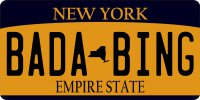 New York Bada Bing Photo License Plate