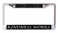 Kindness Works With Hearts Chrome License Plate Frame