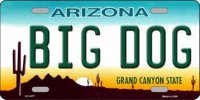 Arizona Big Dog Metal License Plate