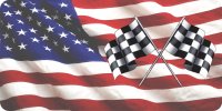 Racing Flags On U.S. Flag Photo License Plate