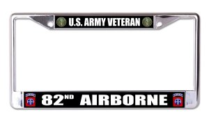 U.S. Army Veteran 82nd Airborne Chrome License Plate Frame