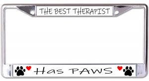 The Best Therapist Has Paws #2 Chrome License Plate Frame