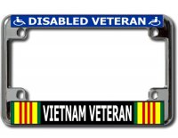 Disabled Vietnam Veteran Chrome Motorcycle License Plate Frame
