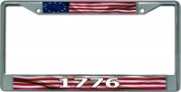 Betsy Ross 1776 Flag Chrome License Plate Frame
