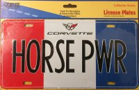 Corvette HORSE PWR Metal License Plate
