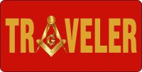 Traveler With Masonic Logo Red Photo License Plate