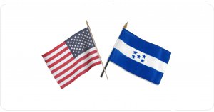 U.S. / Honduras Crossed Flags Photo License Plate
