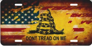 Gadsden / U.S. Flag Don't Tread License Plate
