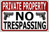 Private Property No Trespassing With Guns Photo Parking Sign