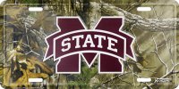 Mississippi State Bulldogs Woodland Metal License Plate