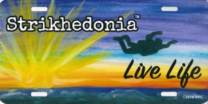 Strikhedonia Sky Diver With Purple Sky Metal License Plate